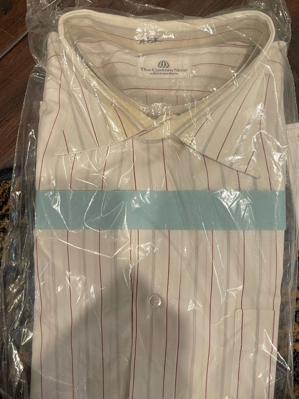 White Dress Shirt with Red Pinstripes